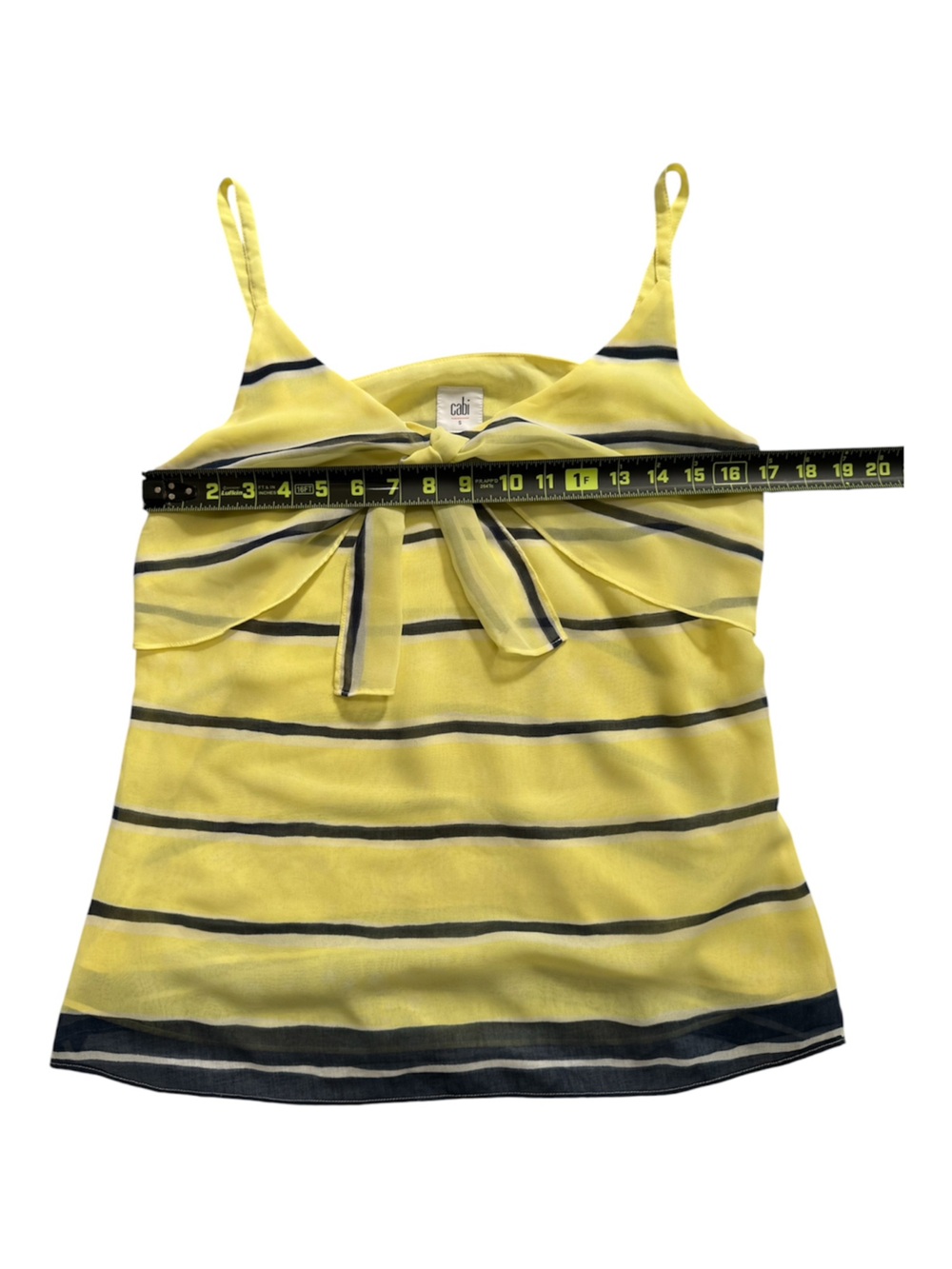 CAbi Yellow and Navy Striped Tie-Front Cami Size:S - Picture 3 of 6